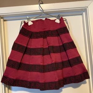 Wine color Striped Skirt